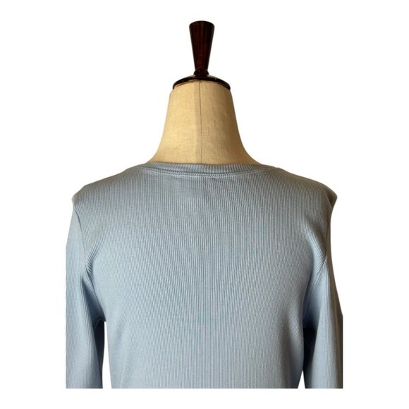 Sundance Shirt Women‎ XL Blue Cotton Ribbed Knit Short Sleeve Tee Athleisure - Picture 4 of 8